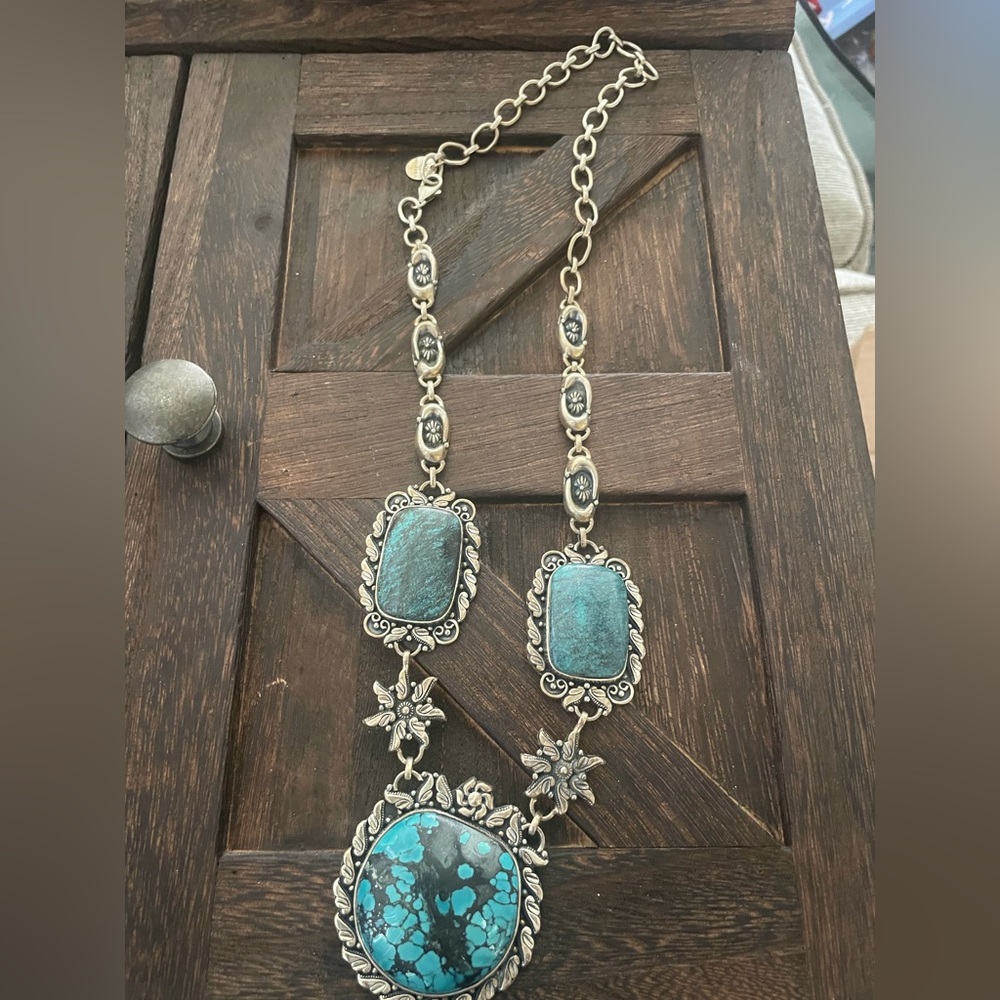 Hubei turquoise and 925 necklace